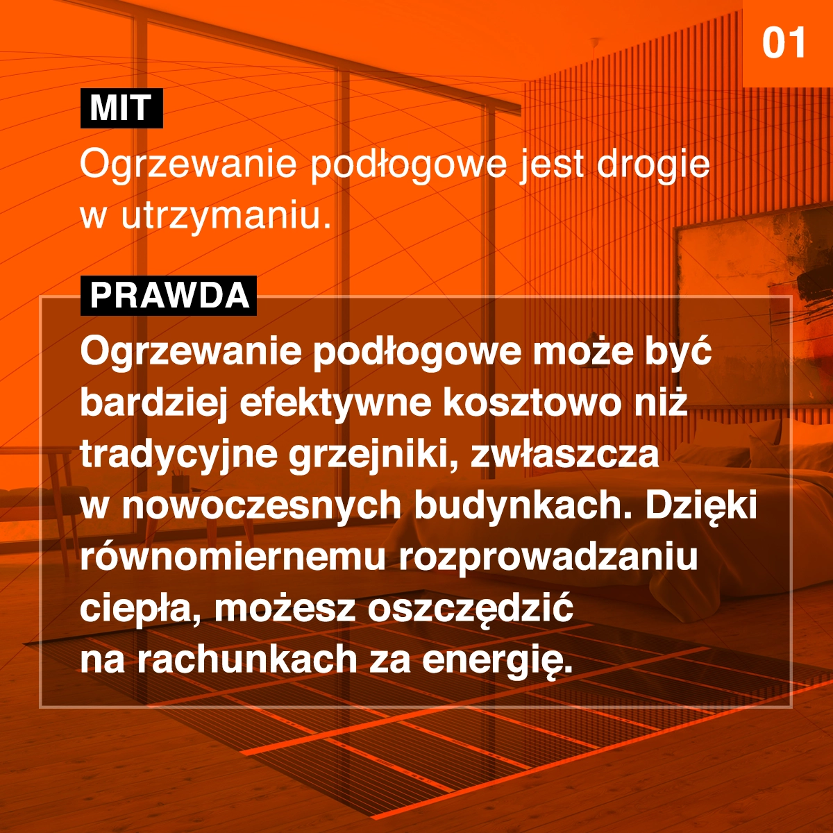 Mit:Ogrzewanie podłogowe jest drogie w utrzymaniu.