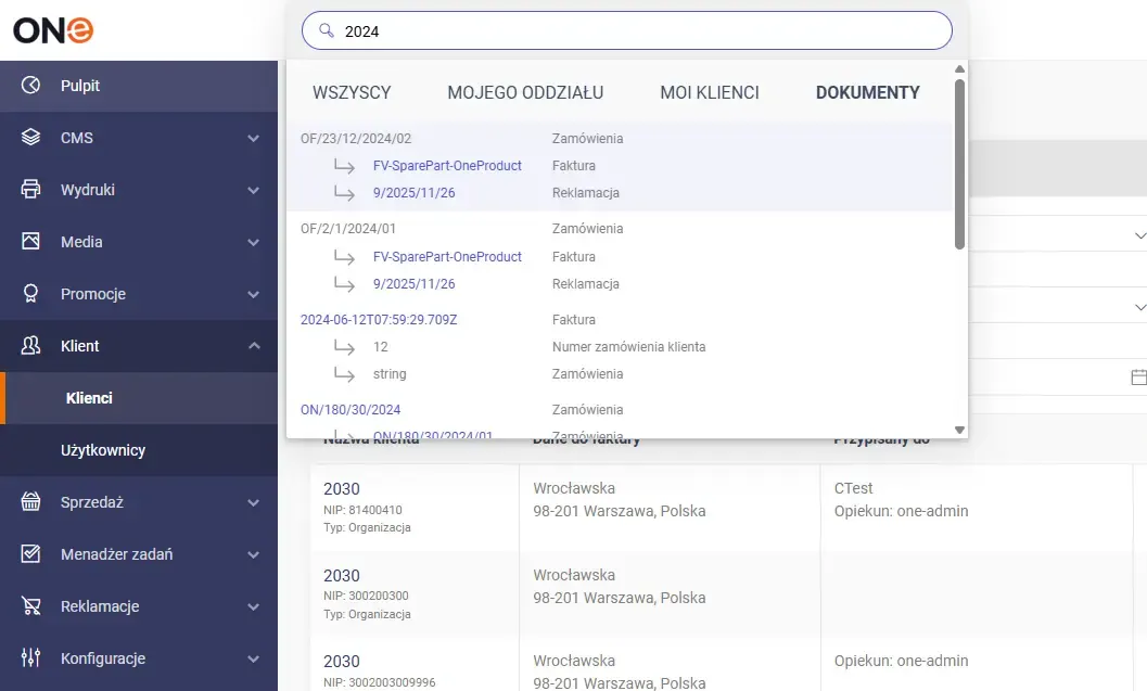 Screenshot: Dokumentensuche