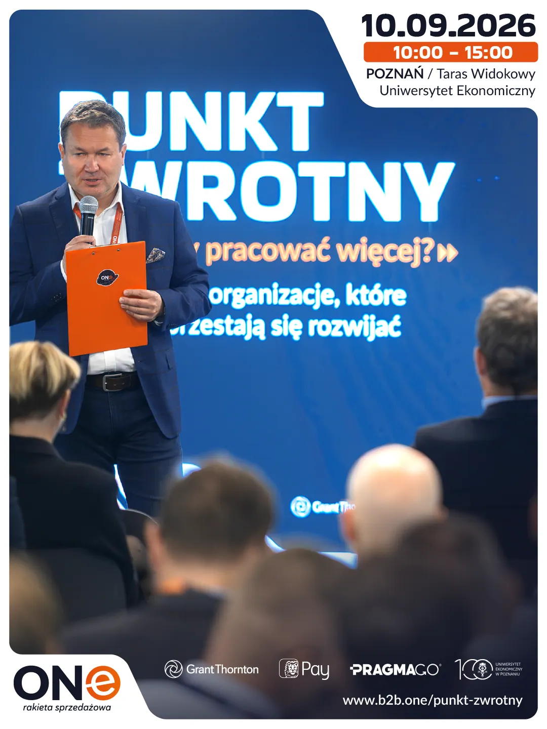 Plakat za događaj „Prelomna tačka“: 10. septembar 2026, Poznanj, Posmatračka terasa, Ekonomski univerzitet u Poznanju